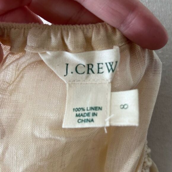 J. CREW Beige Linen Boho Button-front Shirt Dress with Puff Sleeves - Size 8 - Picture 4 of 7